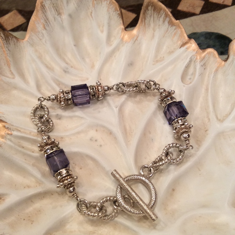 Swarovski Crystal 7" sterling silver bracelet